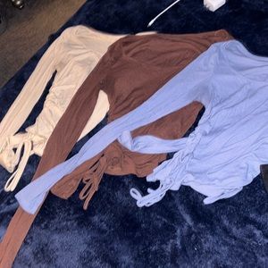 Three long sleeves crop top shirts from shein